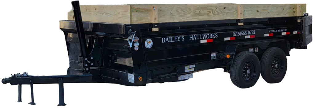 Graphic of a heavy-duty dump trailer or hauling truck representing Bailey’s Haulworks services